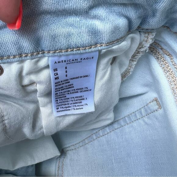 American Eagle Hi Rise Shortie Jean Shorts frayed distressed - Picture 5 of 5